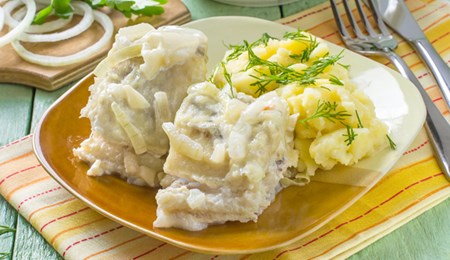 Recept: bloemkoolstamppot met krokante vis