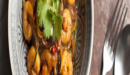 Gourgetti met garnalen en paksoi