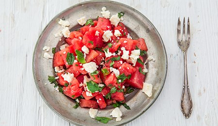 Recept: Salade met watermeloen en feta